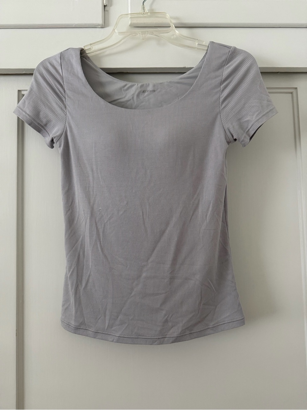 Uniqlo Light Gray Scoop Neck Short Sleeve Built In Bra Top-from Japan-Small